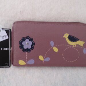NWT UNION CODE Genuine Leather RFID Protected Zipper Wallet